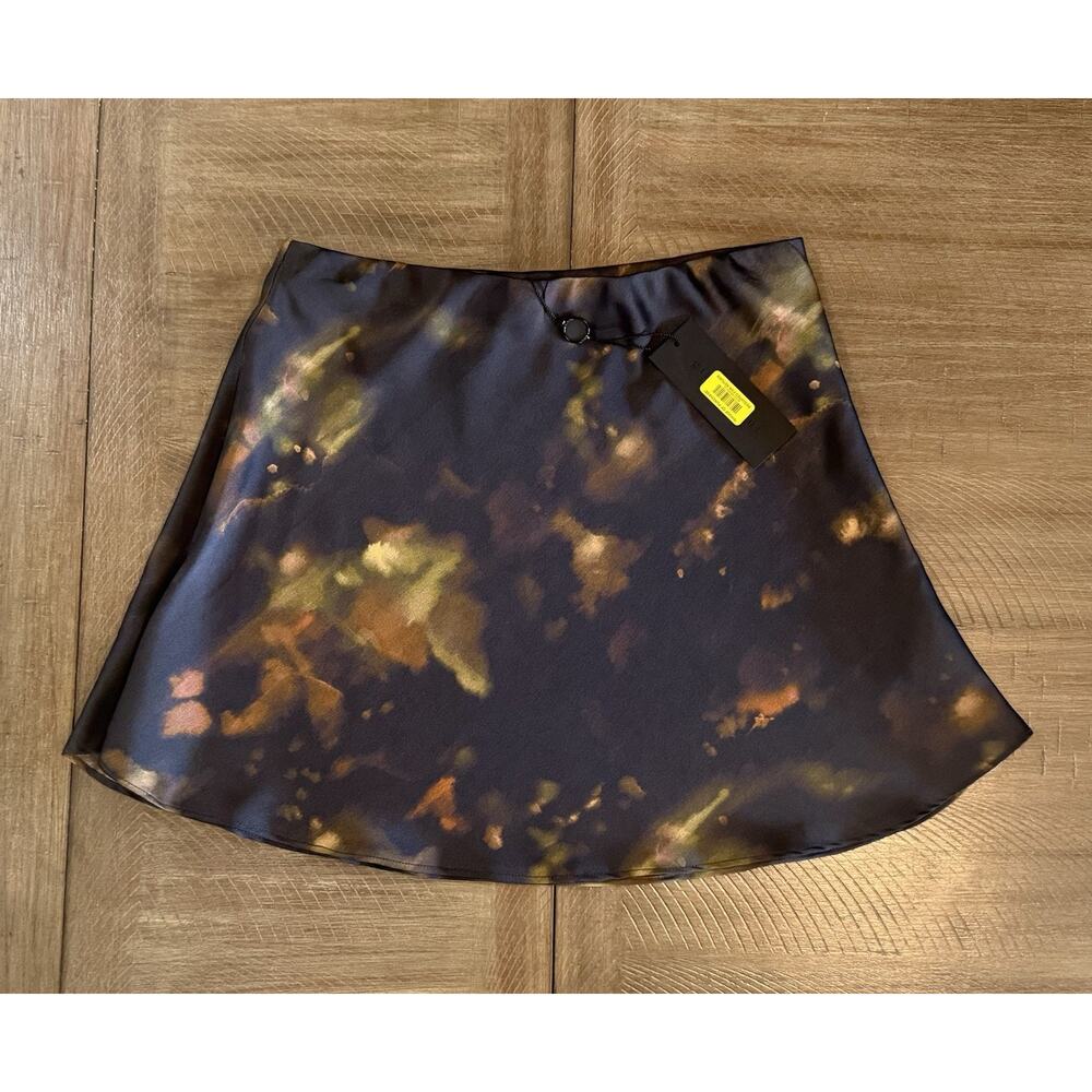 NWT Gianni Bini Charlie Blur Satin Black Desert Mini Skirt Womens Size Small $79 - Picture 13 of 15